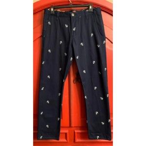 Dockers 32 x 30 Navy Sailor Anchor Pant Flat Front Straight Cut Slash Pocket EUC